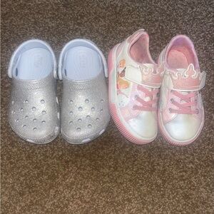 Kids Silver and Pink Shoes Set